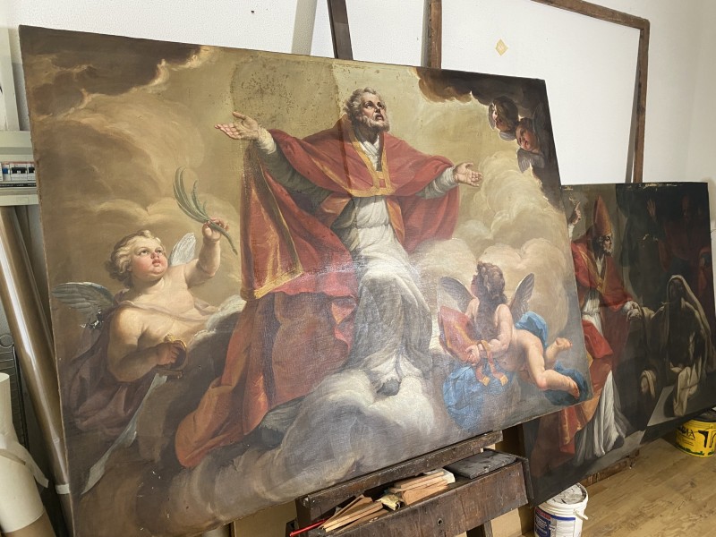 Prace konserwatorskie przy trzech obrazach kościoła św. Stanisława w Rzymie.