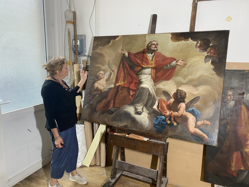 Prace konserwatorskie przy trzech obrazach kościoła św. Stanisława w Rzymie.